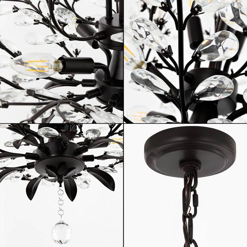 28.5" 7-Light Diantha Contemporary Bohemian Iron/Acrylic LED Pendant Oil Rubbed Bronze/Clear - JONATHAN Y: ETL Listed, Adjustable Height