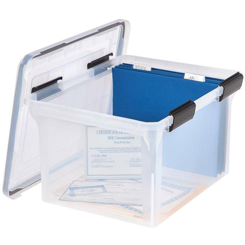 IRIS USA Letter Legal Size File Box 32qt WEATHERPRO Airtight Plastic Storage Bin with Lid and Seal and Secure Latching Buckles