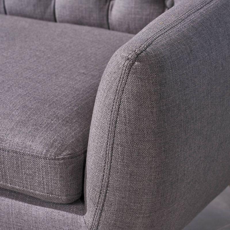 Bernice Petite Mid Century Modern Tufted Sofa Dark Gray - Christopher Knight Home: Comfortable Loveseat, Space-Saving Design
