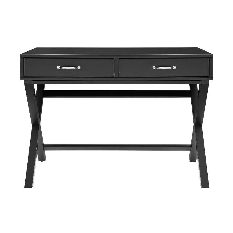 Penney Black Wood Campaign-Style Desk with Two Drawers