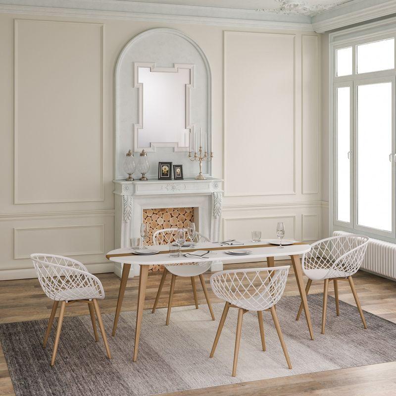 Set of 2 Kurv Chair White - Jamesdar: Mid-Century Modern Armchairs, Steel Legs, Non-Upholstered