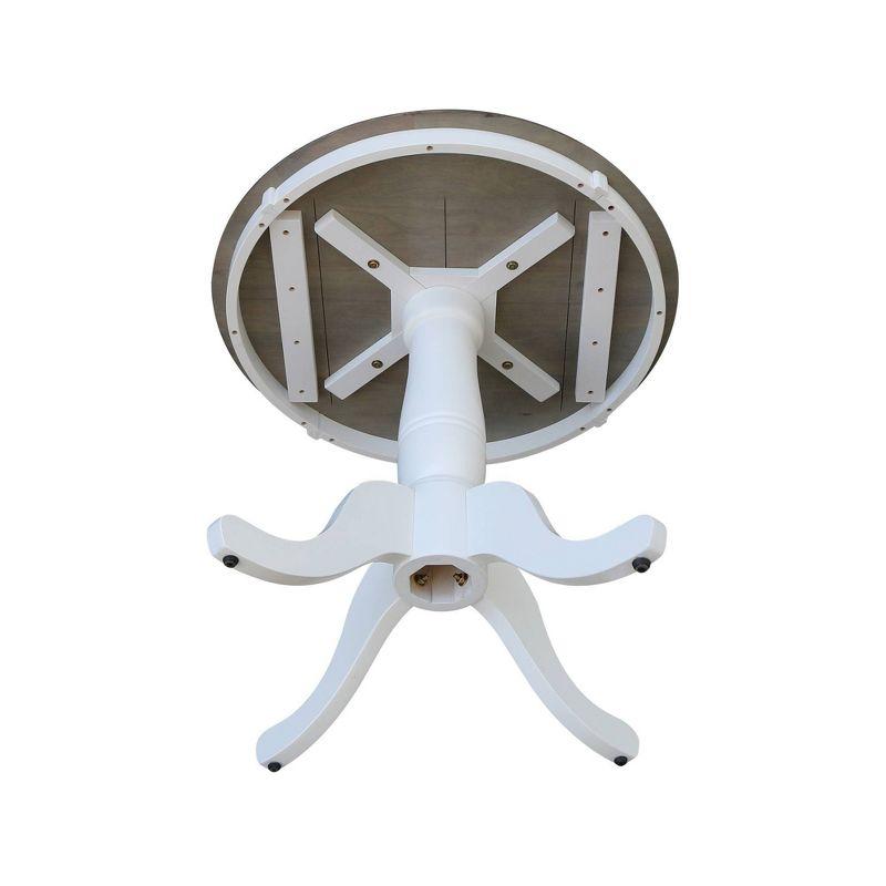 29" Dining Height Ronin Round Pedestal Table White/Heather Gray - International Concepts: Solid Wood, Small Space