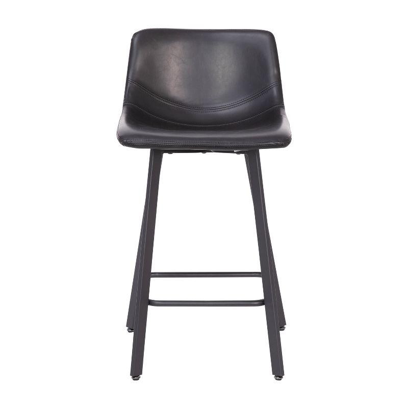 Emma and Oliver Set of Two 30" Modern Upholstered Barstools, Matte Metal Frames and Plastic Floor Glides