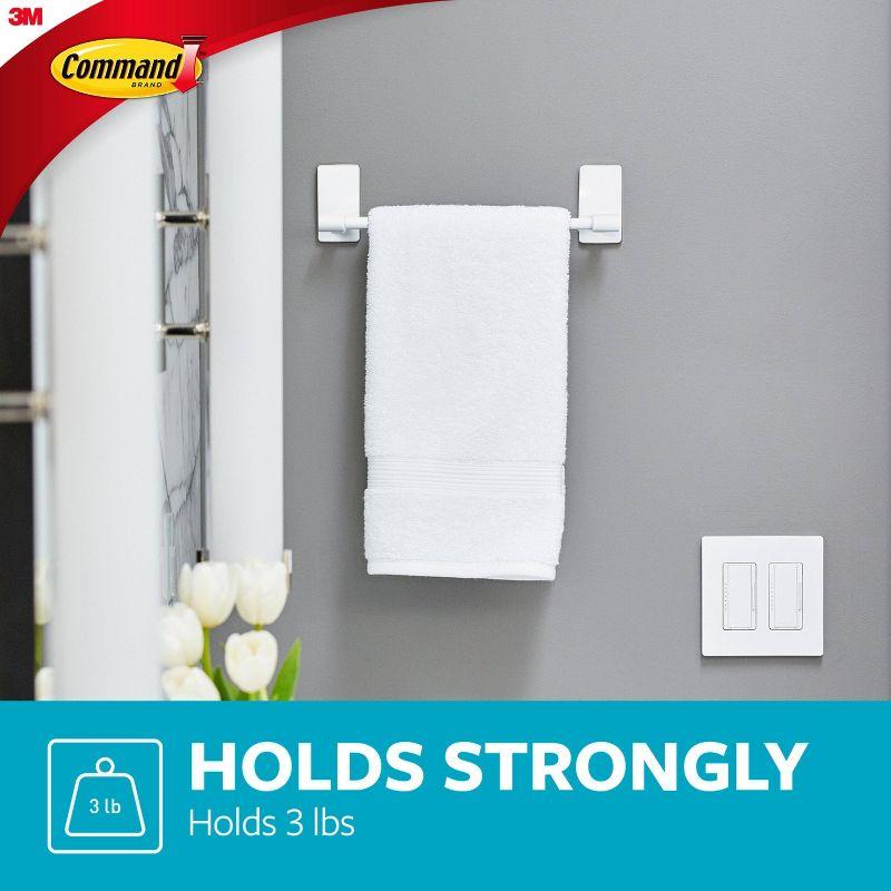 Command Towel Bar White: Glossy Finish, Plastic Material, Includes Towel Bar(s), No Warranty