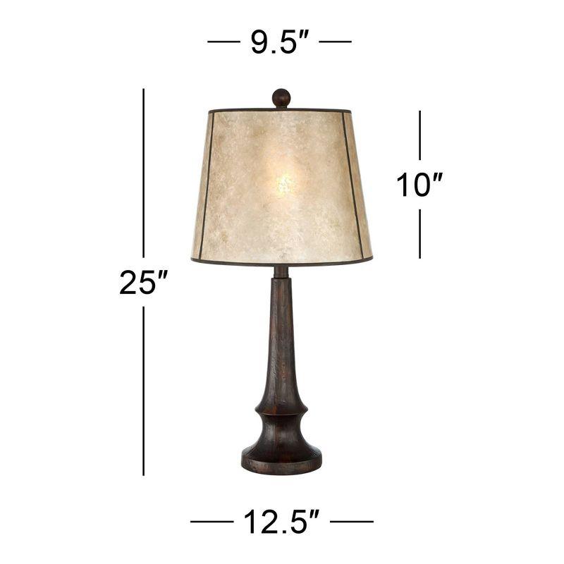 Franklin Iron Works Naomi Industrial Rustic Table Lamp 25" High Aged Bronze Brown Mica Drum Shade for Bedroom Living Room Bedside Nightstand Office