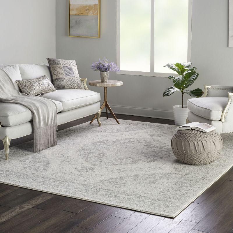 Nourison Tranquil Vintage Persian Center Medallion Area Rug Ivory Grey 8'10" x 11'10"