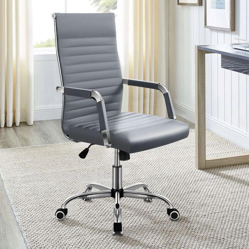 LACOO Mid-Back Faux Leather Desk Chair - Gray