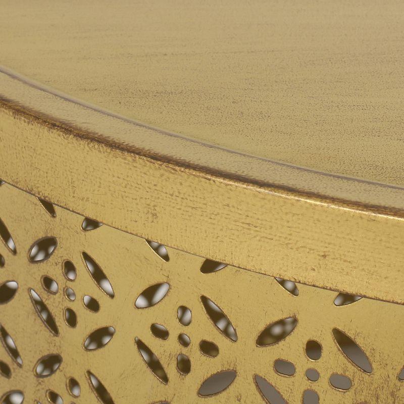 Noxon Boho Lace Cut Iron Coffee Table Gold Brushed Brown - Christopher Knight Home: Pedestal Base, No Assembly Required