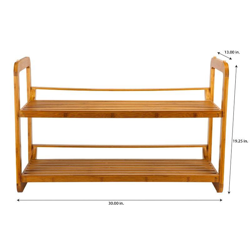 Caramel Bamboo 2-Tier Stackable Shoe Rack