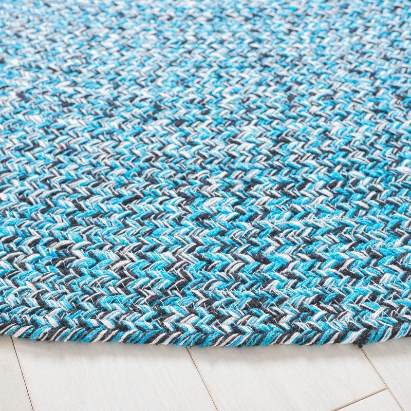 Coastal Charm Braided Blue & Black Wool-Cotton Blend 6' Round Area Rug