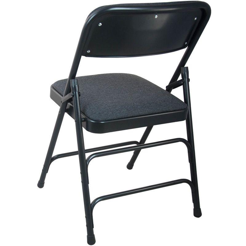 Black Metal and Fabric Armless Folding Chair Set