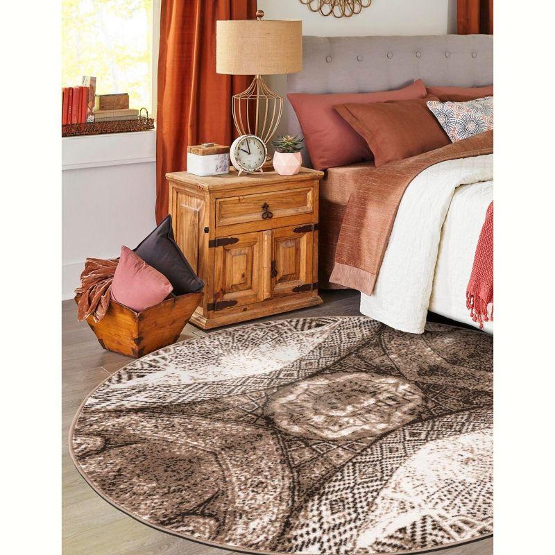Unique Loom 5' 3 x 5' 3 Sofia  Albert Brown Round Area Rug