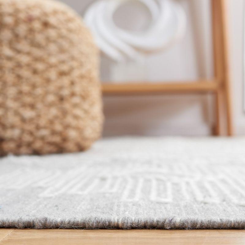 Ivory and Gray Handmade Wool Kilim Area Rug