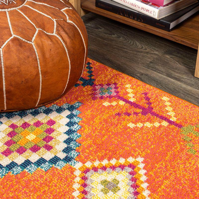 JONATHAN Y Love Geometric Orange/Multi 2 ft. x 8 ft. Runner Rug
