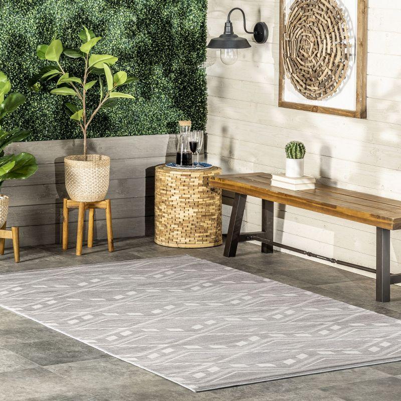 Gray Square Non-Slip Washable Synthetic Area Rug