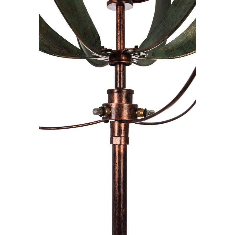 Evergreen 87.5"H Misting Wind Spinner, Copper and Verdigris Tulip