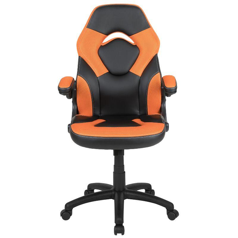 Black Nylon High-Back Ergonomic Gaming Chair with Flip-Up Arms