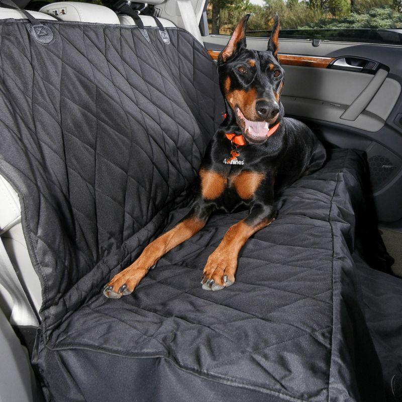 4Knines Dog Rear Seat Cover With Hammock Regular Black