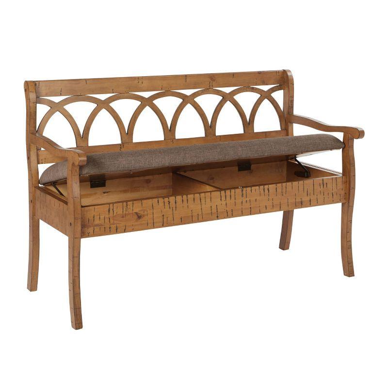 Coventry Storage Bench Beige/Toffee - OSP Home Furnishings: Upholstered Rectangular Entryway Seating, Wood Frame