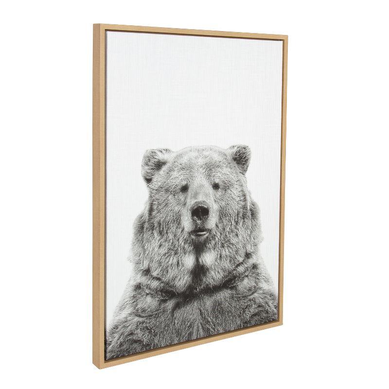 Large Black and White Bear Portrait Framed Canvas Art