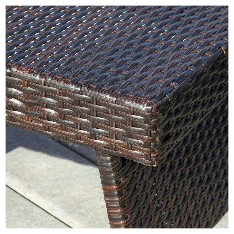 Salem Wicker Adjustable Folding Patio Table - Brown - Christopher Knight Home