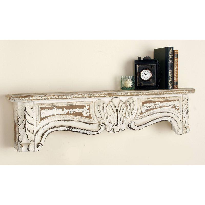 Goodland White Wood 1 Shelf Scroll Wall Shelf 36" x 6" x 9"