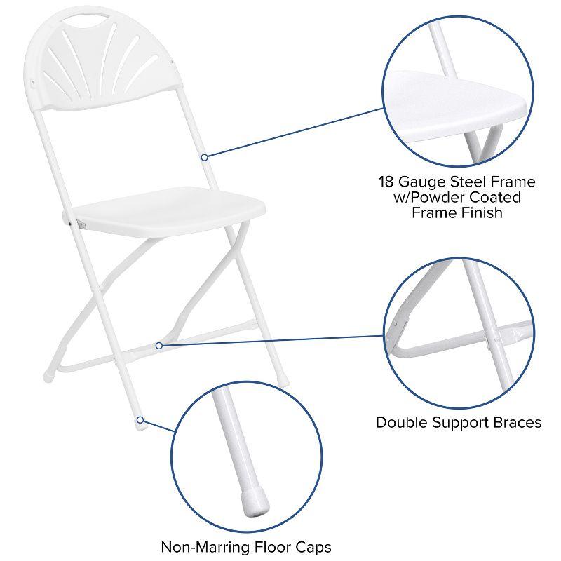 White Plastic Fan Back Folding Chairs with Steel Frame, 2-Pack