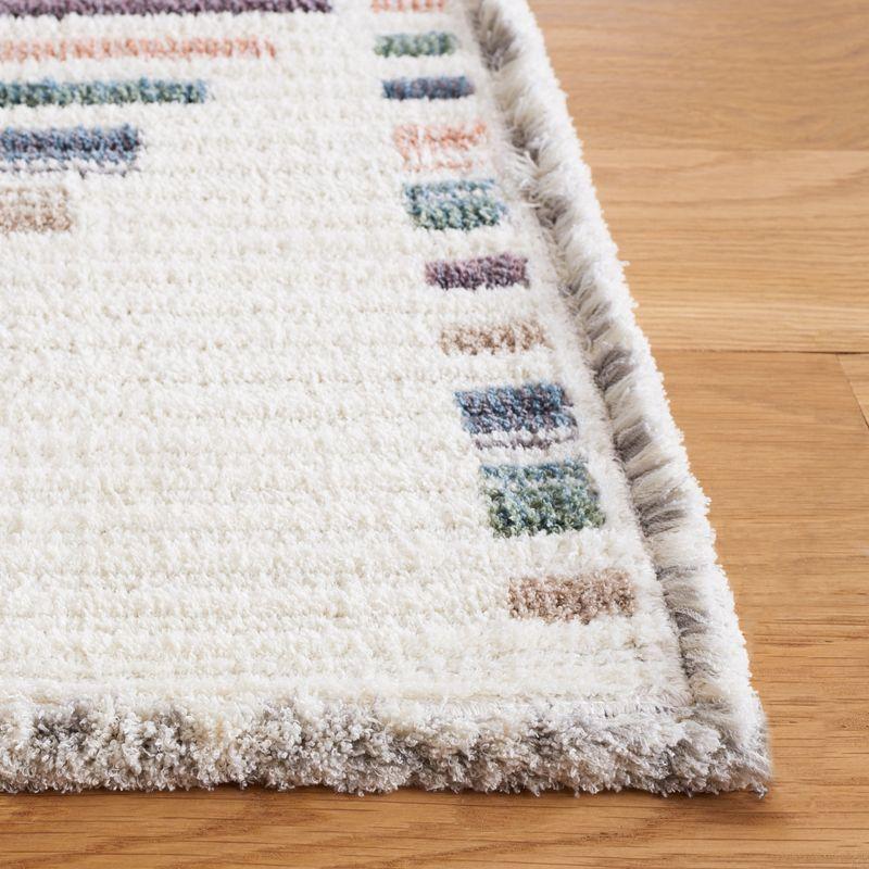 Ivory and Multicolor Hand-knotted Square Wool Area Rug