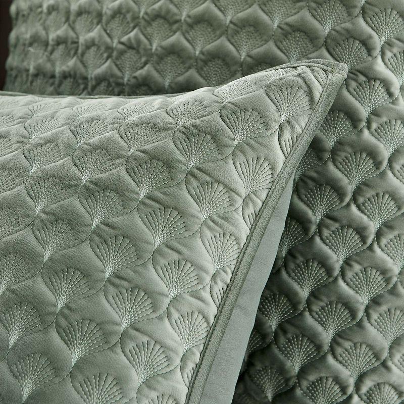 Seafoam Green Quilted Velvet King Sham with Hypoallergenic Polyester