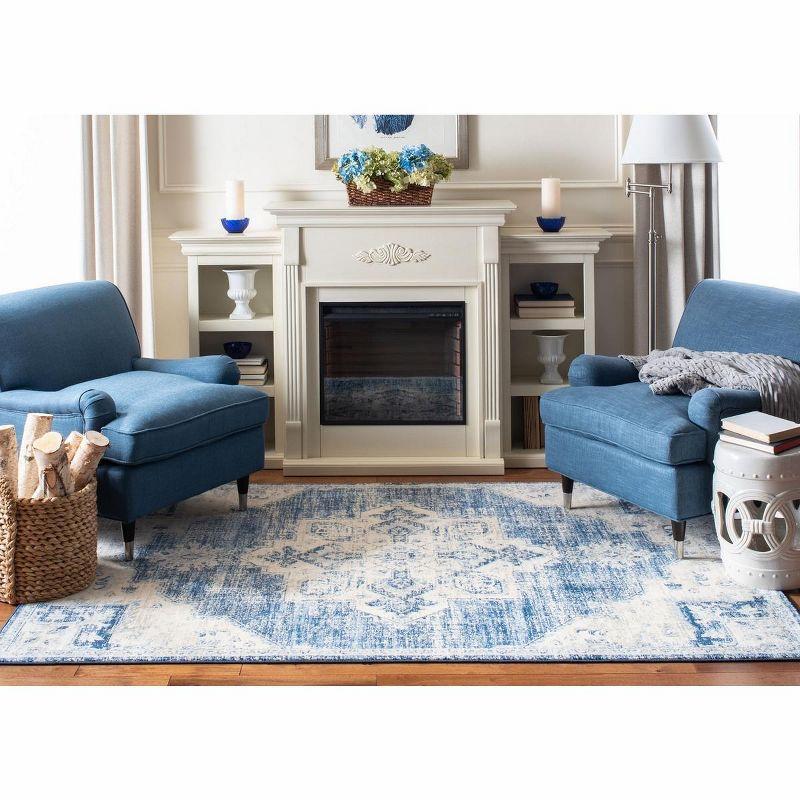Brentwood BNT865 Power Loomed Indoor Area Rug - Ivory/Navy - 6'x9' - Safavieh