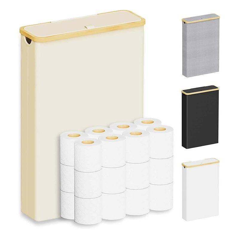 Extra Large Toilet Paper Storage With Lid, Holds Up To 24 Regular Rolls Or 18 Mega Rolls, Slim Basket Holder Bin Container For Bathroom Accessories Organizer