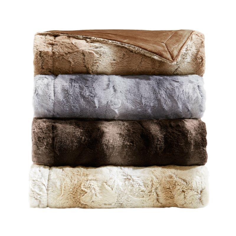 60"x70" Oversized Marselle Faux Fur Throw Blanket - Madison Park