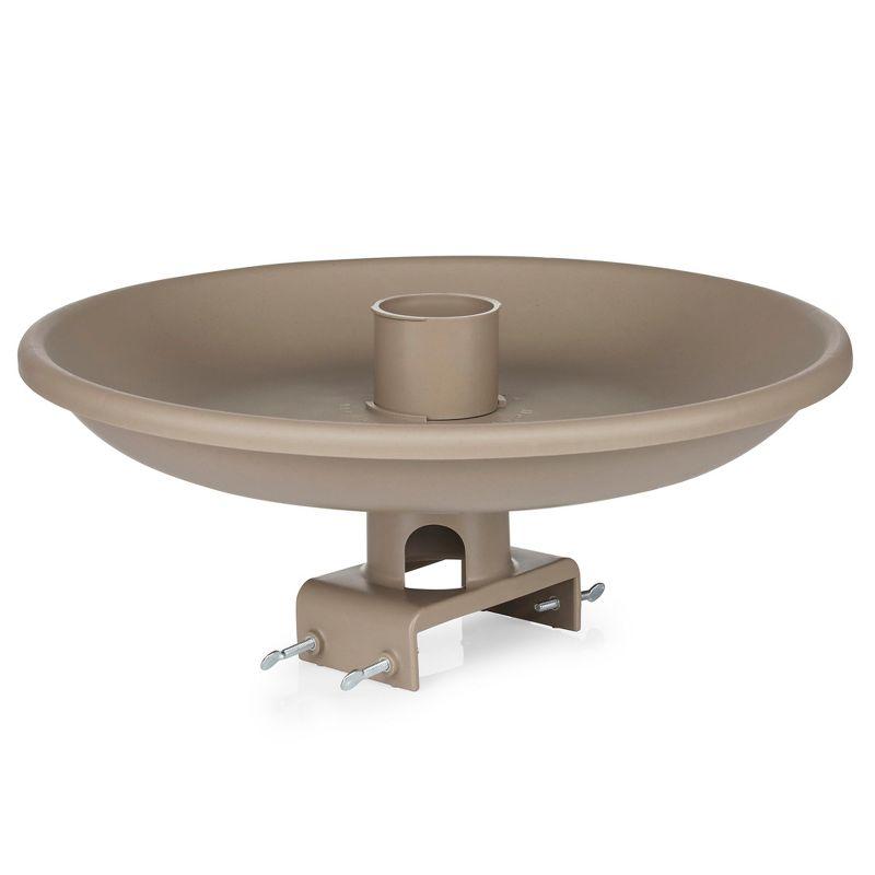 Tan Plastic Heated Birdbath with Deck Mount and Thermostat