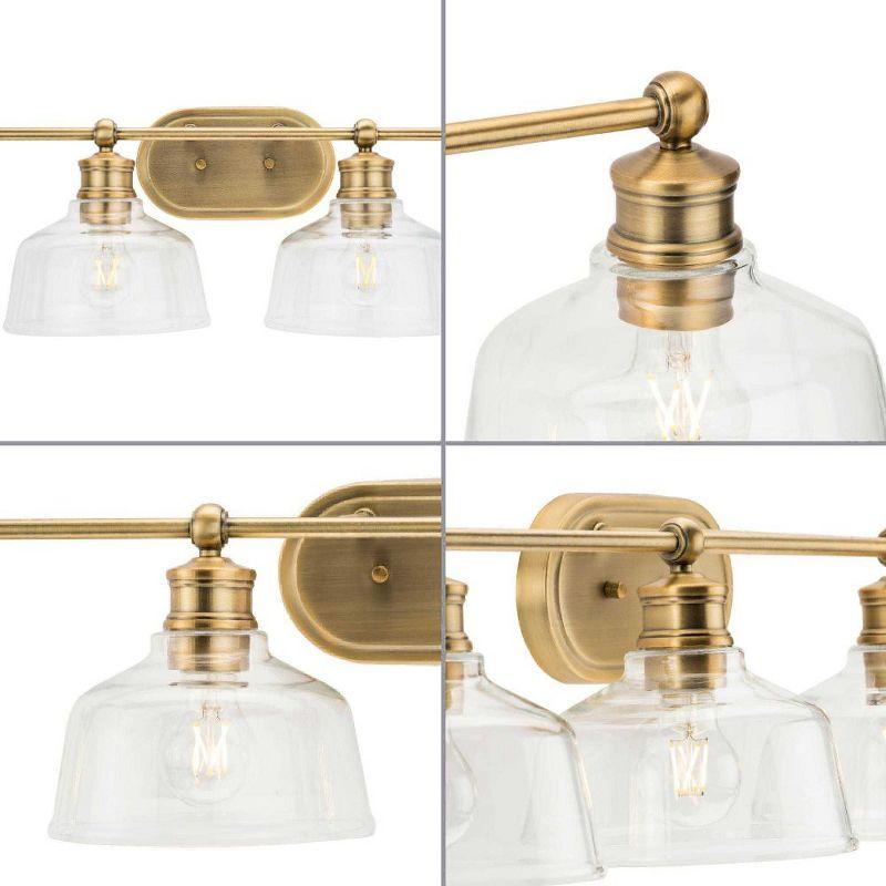 Progress Lighting Singleton 4-Light Vanity Fixture, Vintage Brass, Clear Glass