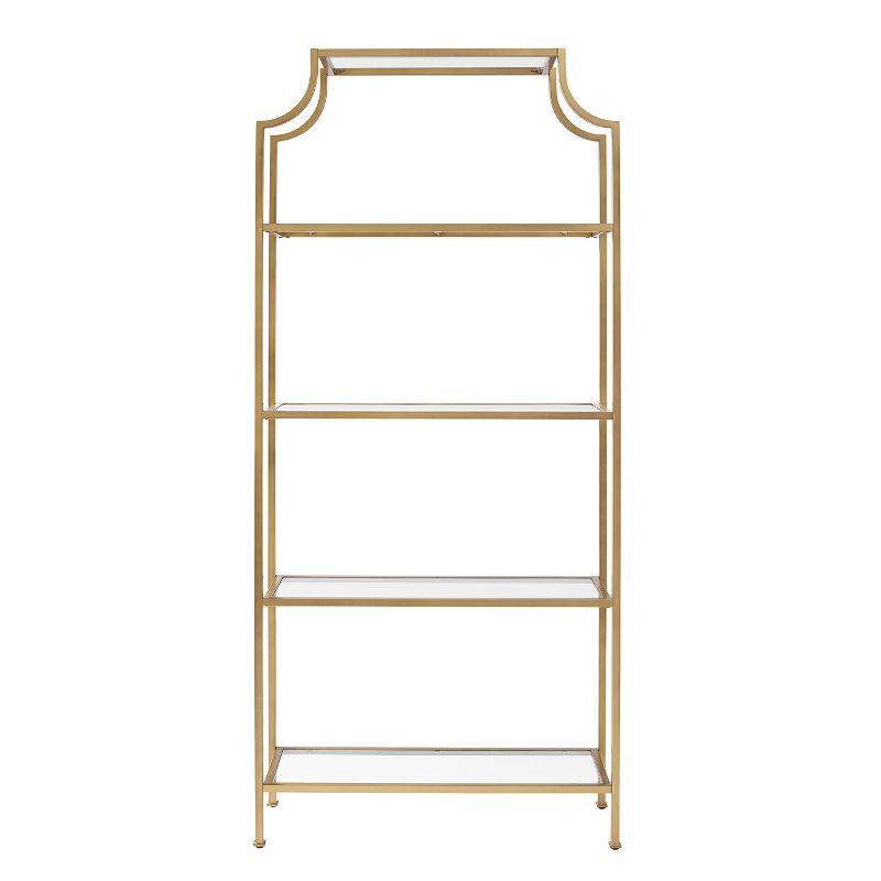 Crosley 80.5" Aimee Etagere Gold: Modern Style, 4-Tier, Tempered Glass Shelves, Steel Frame