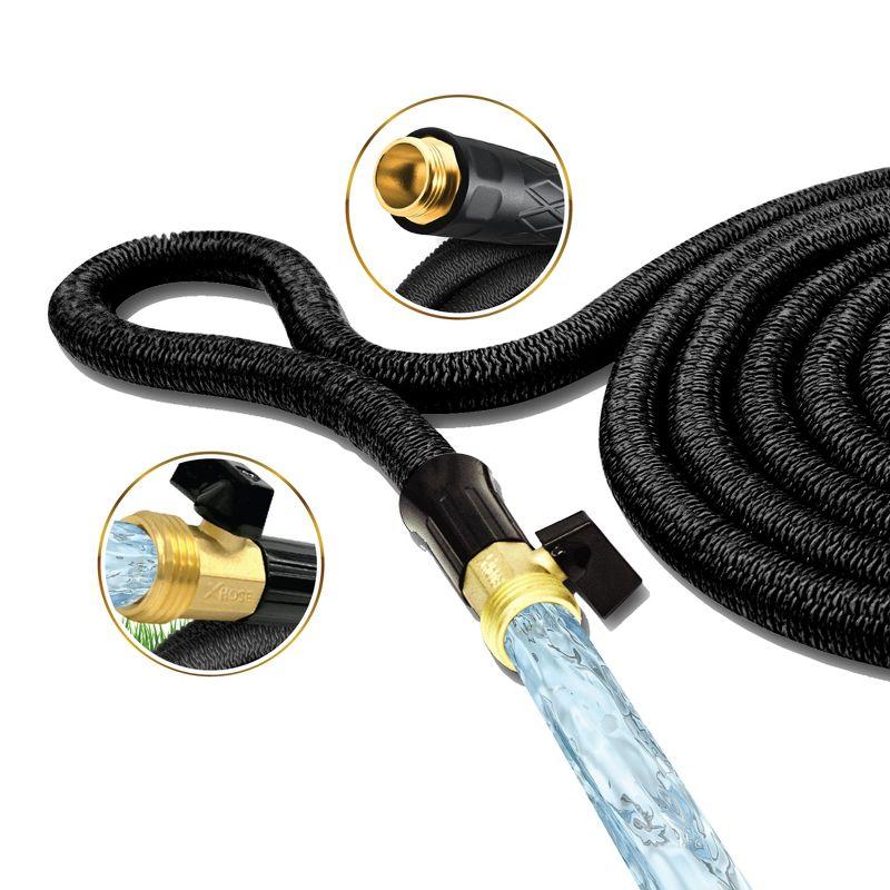 Xhose Pro 50 Foot Expandable Garden Hose with Brass Nozzle, Lightweight and Kink Free
