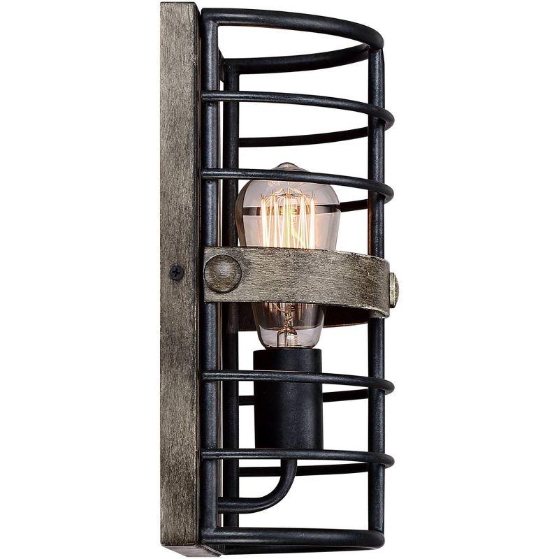 Lexi Rustic Bronze 13" Industrial Cage Wall Light Sconce