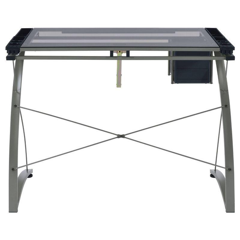 Melo 3 Drawer Glass Top Drafting Desk with Supply Storage Silver - Coaster