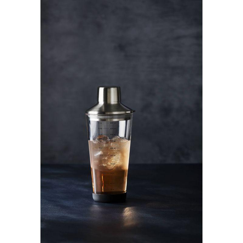 Houdini 18oz Glass Cocktail Shaker: Clear, Nonslip Base, Dishwasher-Safe, 9" Height, 18oz Capacity