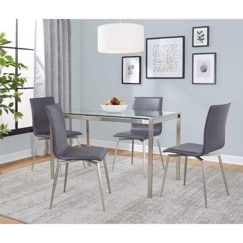 Gray Faux Leather and Glass 5-Piece Dining Set