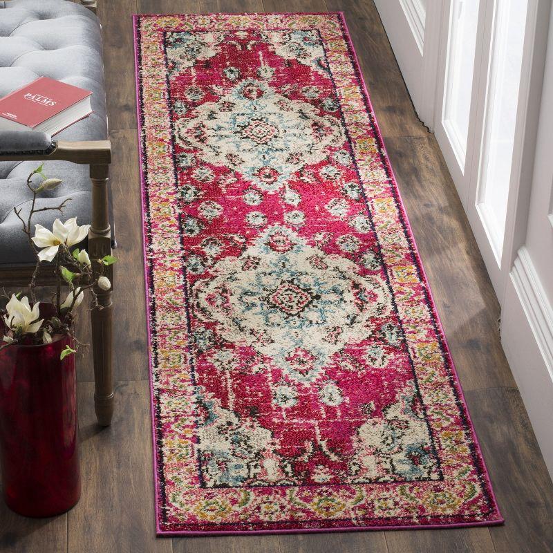 Bohemian Bliss Pink Medallion Easy-Care Synthetic Area Rug