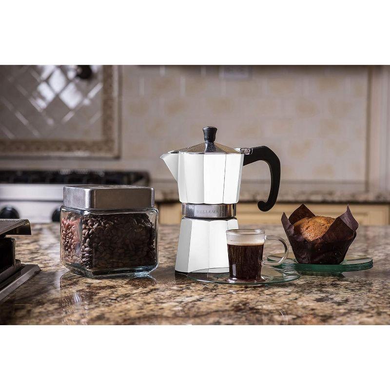 Bellemain 9-Cup Stovetop Espresso Maker – Classic Moka Pot in Elegant White for Rich, Authentic Coffee