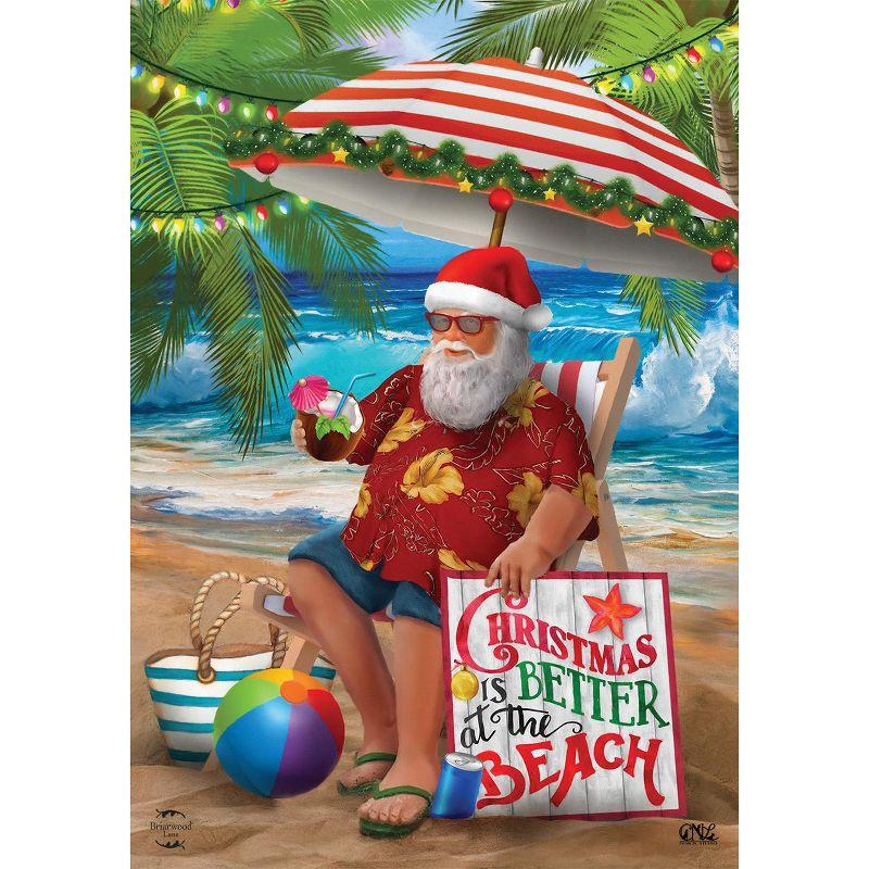 Beach Time Santa Christmas House Flag Nautical Tropical 28" x 40" Briarwood Lane