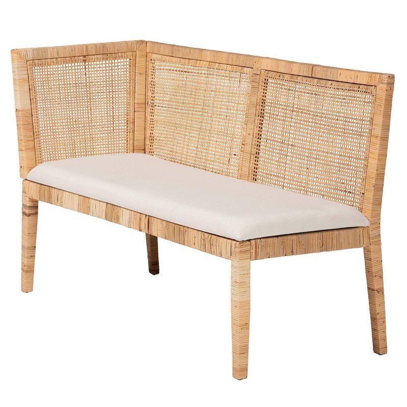 bali & pari 2pc Kalimantan Rattan Banquette Set Light Honey/White: Polyester Upholstery, Plywood Frame