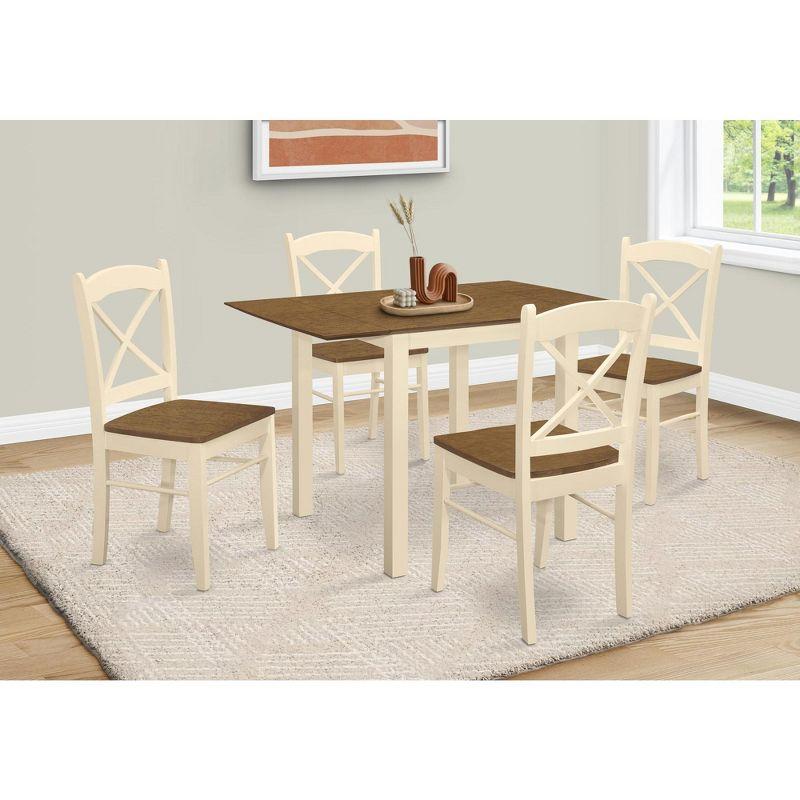 Monarch Specialties Dining Chair Set Of 2 Side Kitchen Dining Room Oak And Cream Wood Legs Transitional