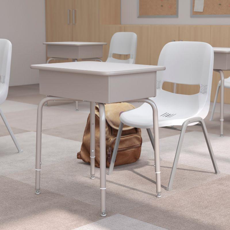 Flash Furniture Goddard Height-Adjustable Open Front Student Desk with Metal Book Box