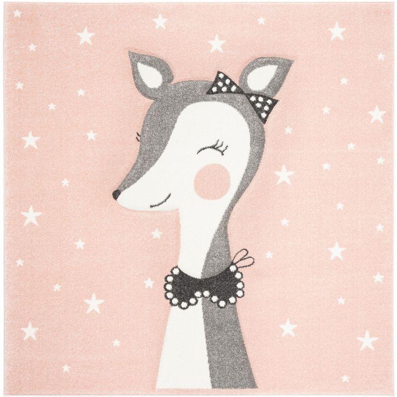 Carousel Kids CRK191 Power Loomed Area Rug - Pink/Ivory - 5'3"x5'3" - Safavieh.