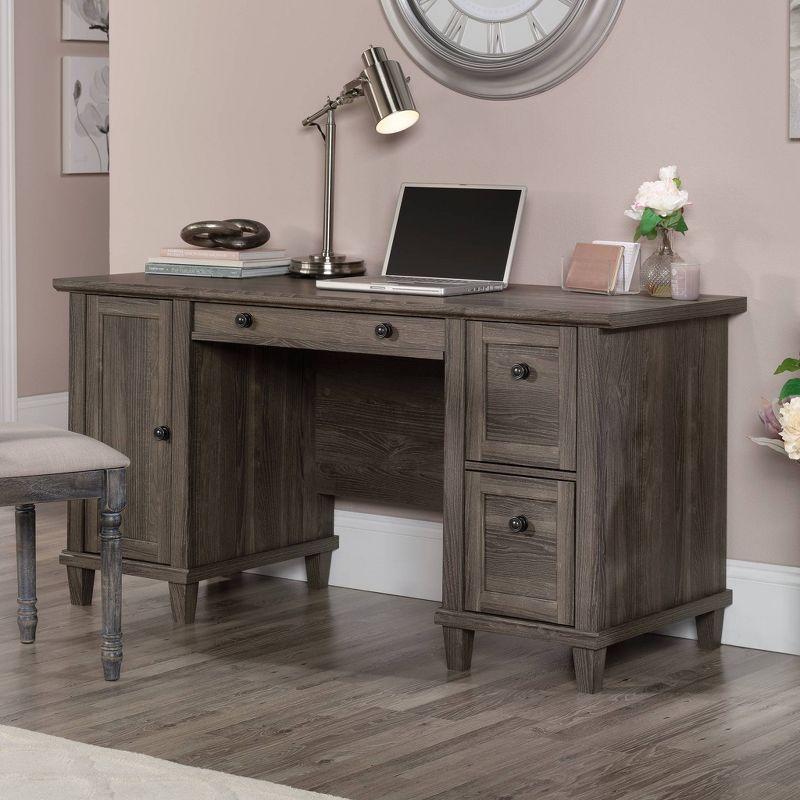 Hammond Computer Desk with Drawers Emery Oak - Sauder: Laminated Workstation, 5 Year Warranty