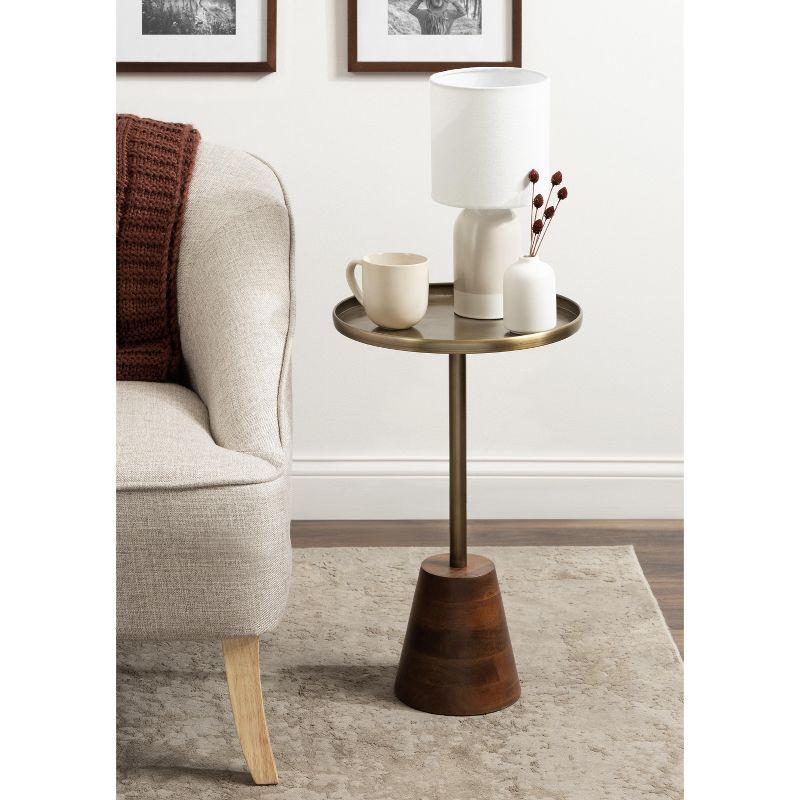 Kate and Laurel Tira Round Side Table, 14x14x24, Walnut Brown