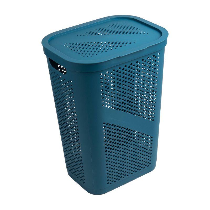 Mind Reader Mind Reader 60L Slim Laundry Hamper, Clothes Basket, Lid, Ventilated, Plastic, 17.25"L x 13.75"W x 23.5"H, 2-Pack